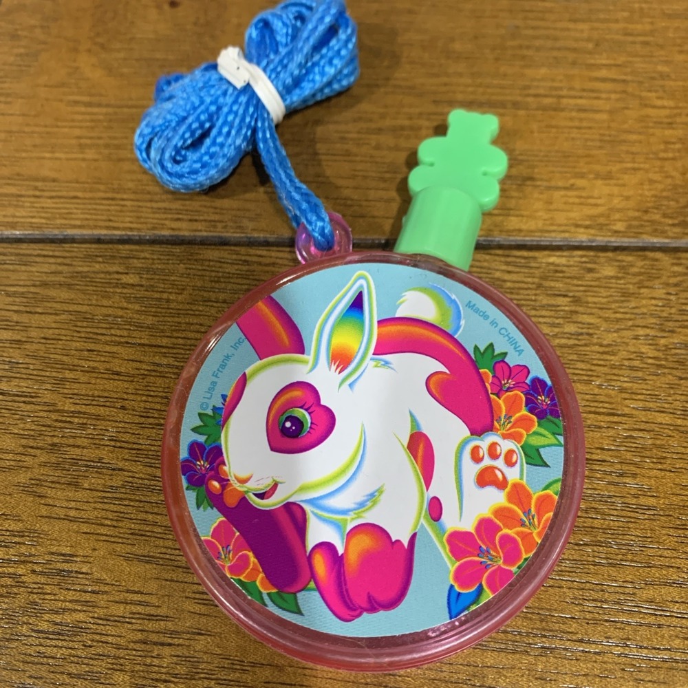 Lisa Frank Bunny Easter Necklace Rainbow  Vintage  Unused Empty  Bubble Blower